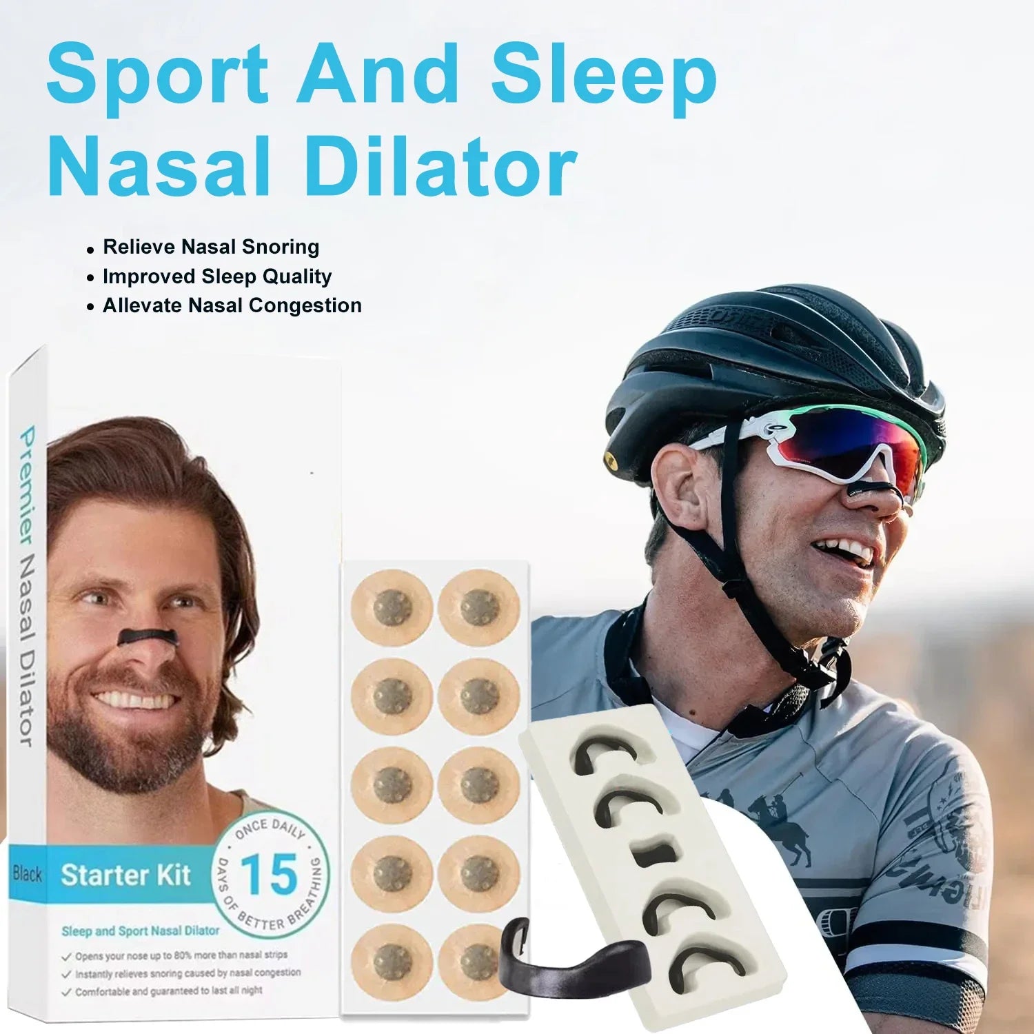 Kit de 15 Pares de Tiras Nasales Deportivas con Dilatadores Magnéticos – Mejora la Respiración y el Sueño