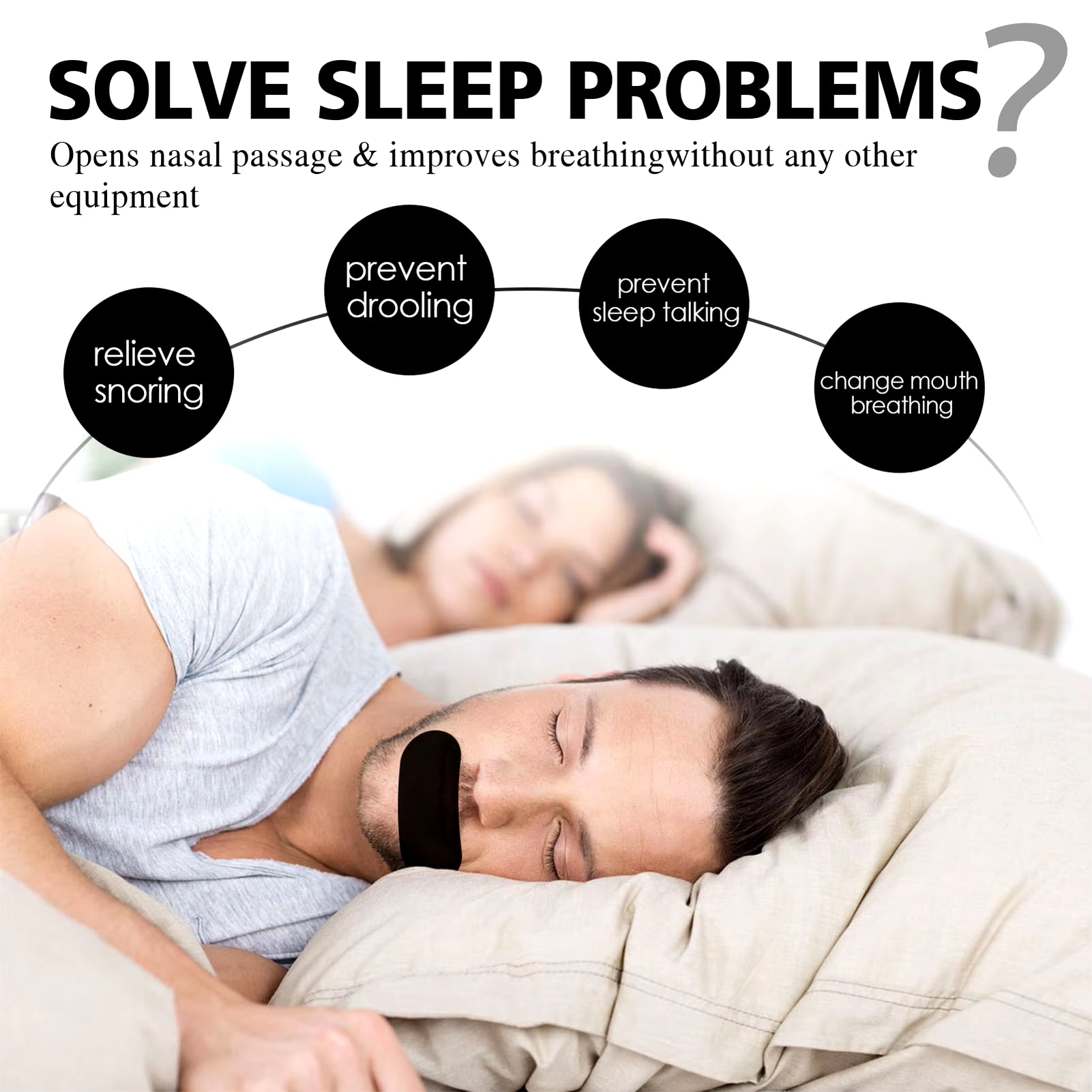 60 cintas bucales para dormir – antirronquidos, suaves y cómodas para casa o viaje