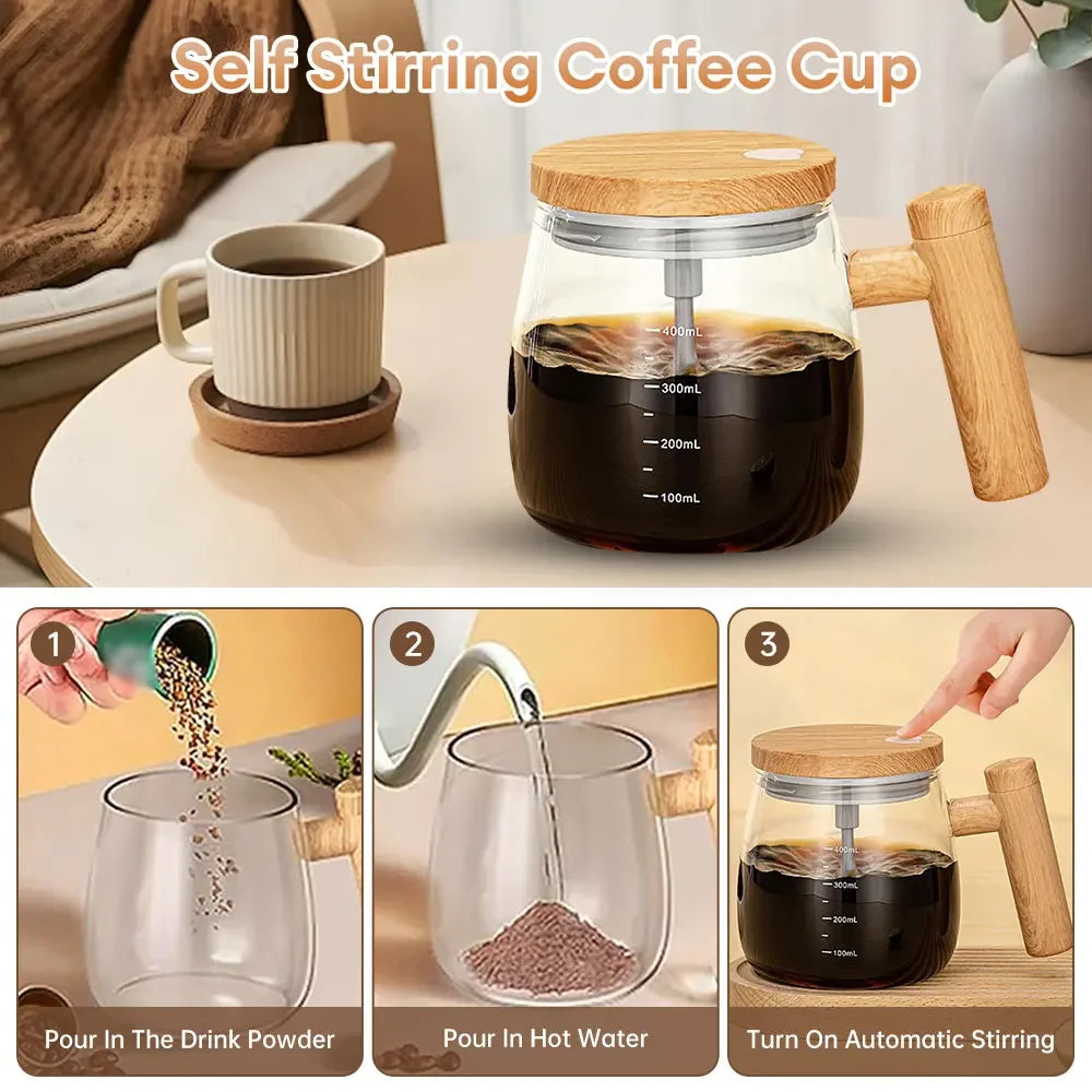 400ML Self Stirring Coffee Cup Electric Stirring Mug Self Mixing Mug Glass Waterproof Automatic Electric Coffee Milk Mixing Cup